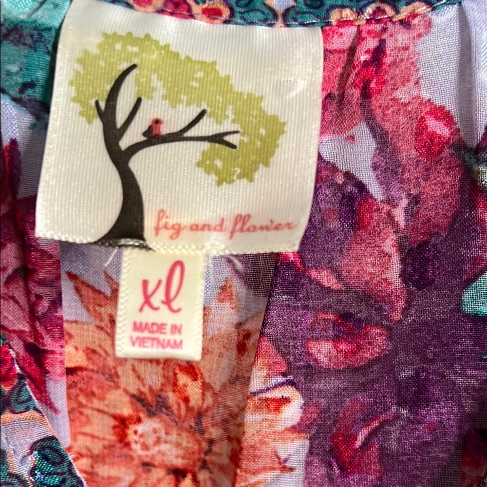 Anthropology Fig and Flower shear Colorful Floral Blouse XL - Picture 2 of 4
